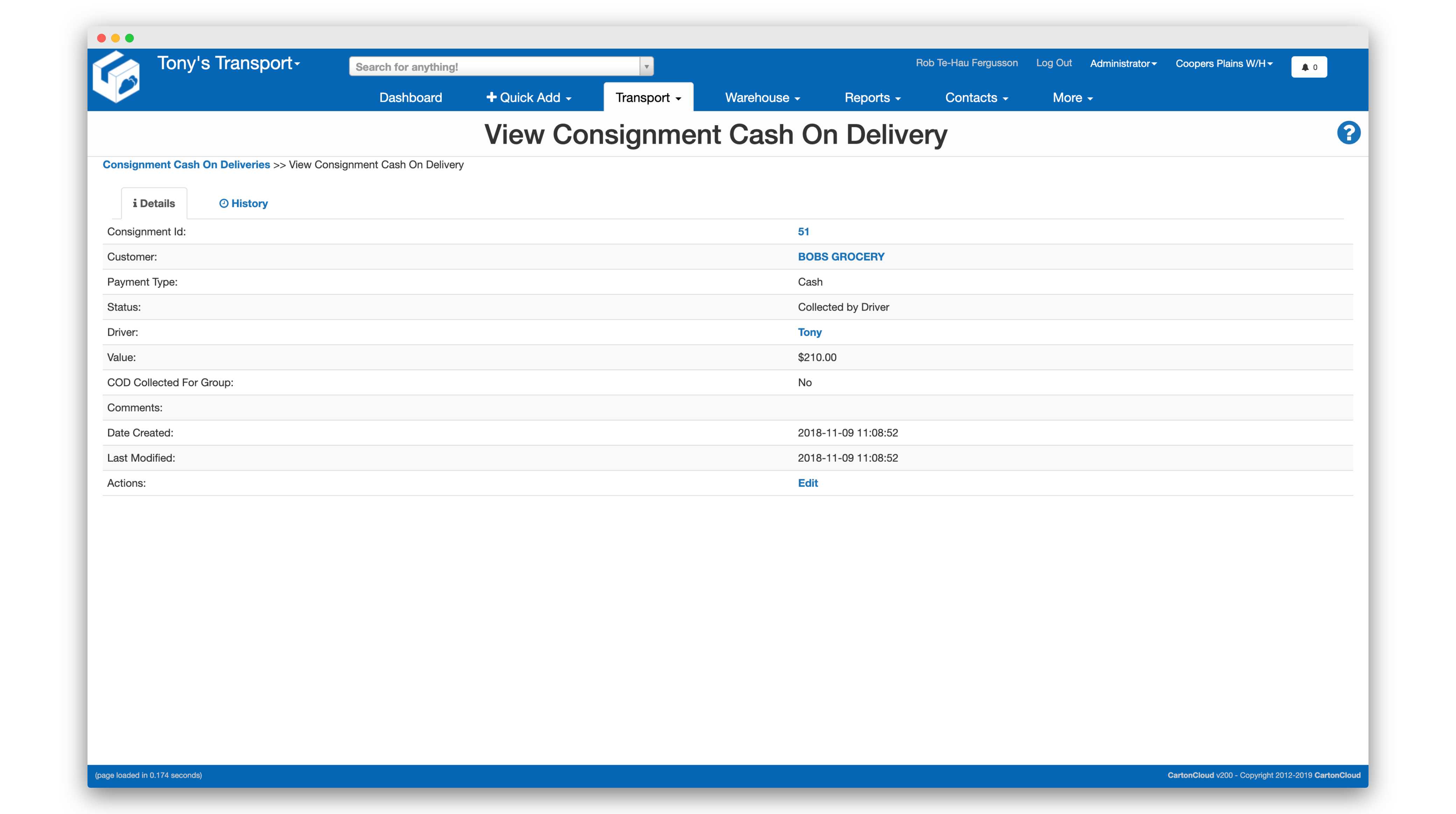Cash on deliveries
