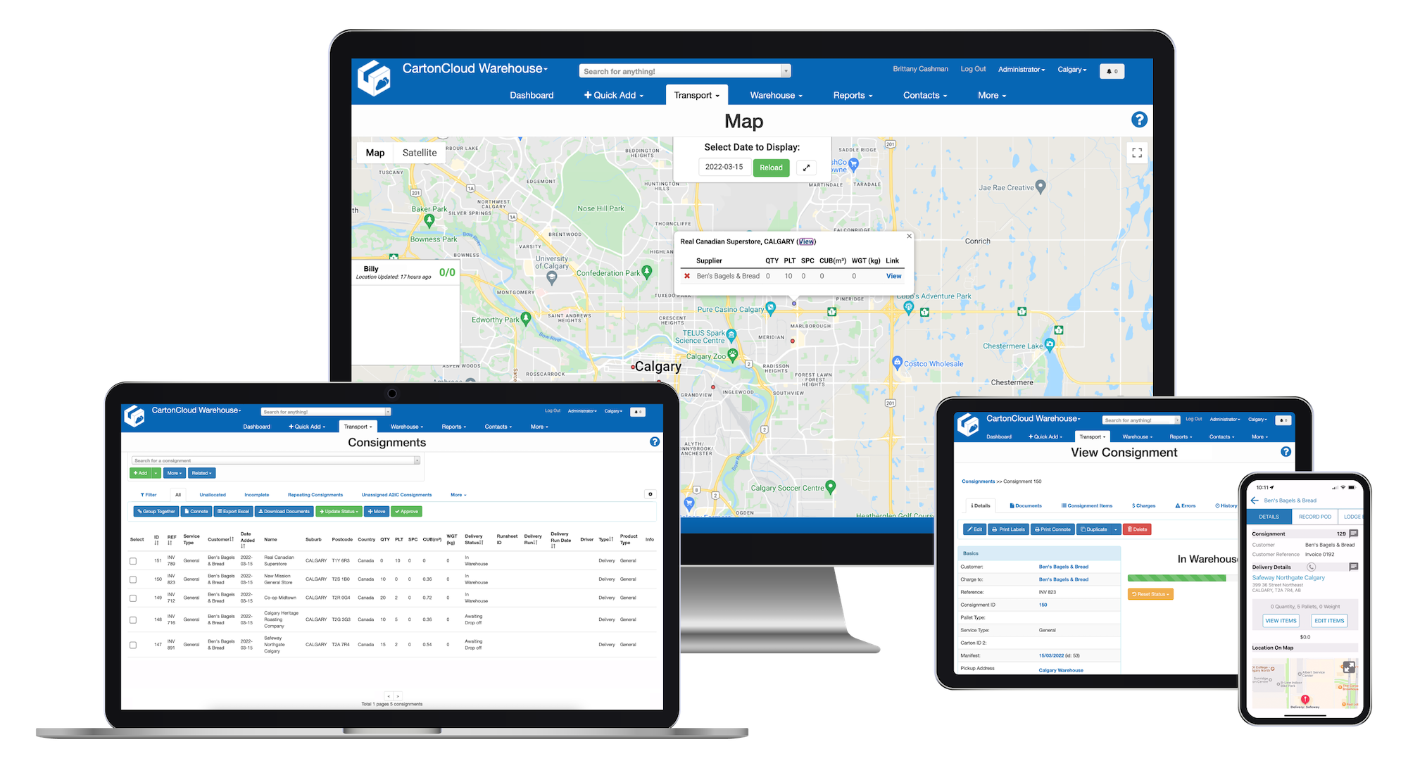 CartonCloud easy to use Transport Management Software on all devices